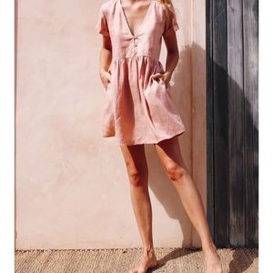 Rove by Byron Bay Rose Linen Sunchaser Dress | S